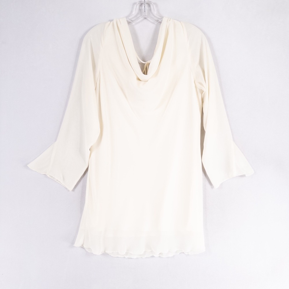 Vtg Sharon Max Blouse One Size Ivory Elegant Draped Tunic Romantic Chiffon